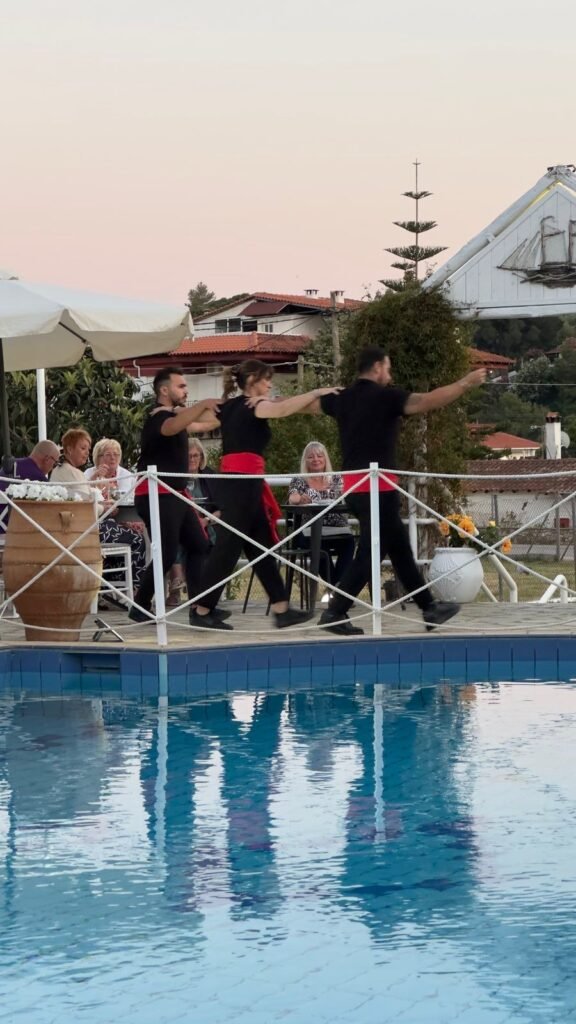 Experience the best Greek night in Skiathos at Villa Rosa! From our Troulos pool bar with sunbeds to an authentic Greek taverna featuring live music, authentic Greek food, and traditional dancing. Book your table for a legendary evening in Troulos.