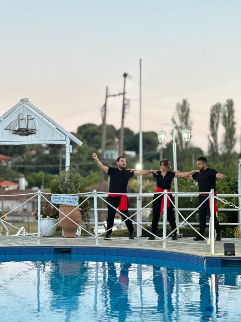 Experience the best Greek night in Skiathos at Villa Rosa! From our Troulos pool bar with sunbeds to an authentic Greek taverna featuring live music, authentic Greek food, and traditional dancing. Book your table for a legendary evening in Troulos.